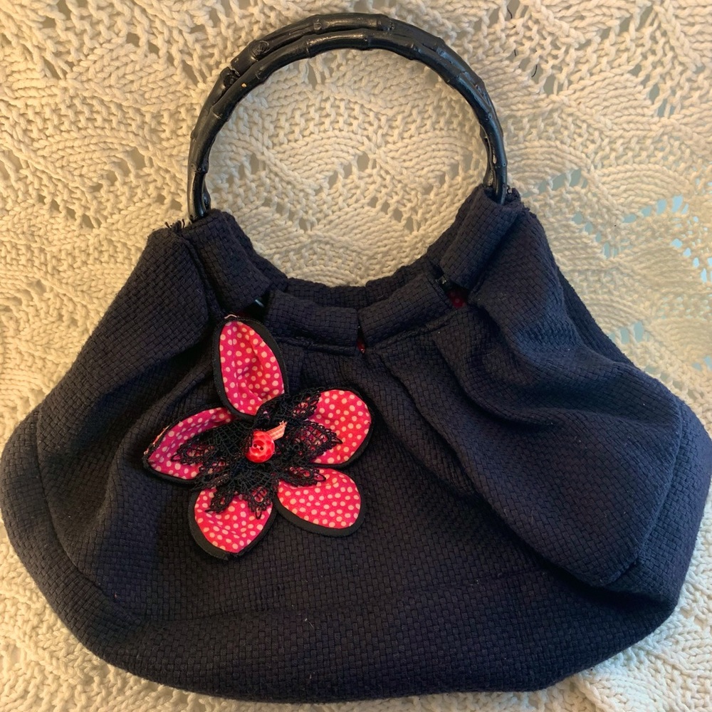 Black Bamboo Handle Handbag.